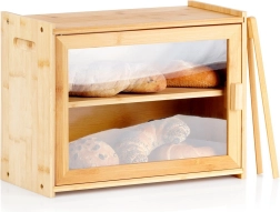 Cutie de pâine din bambus pe două niveluri cu clești 40 × 20 × 31 cm