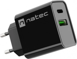Încărcător de rețea NATEC Ribera 1x USB‑A + 1x USB‑C 20 W negru