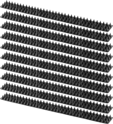 Țepi din plastic împotriva păsărilor, negri, 50 × 4,3 cm, set 10 buc.
