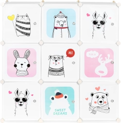 dulap modular pentru copii cu 9 uși cu motive cu animale ModernHome