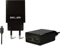 Încărcător de rețea BELINE 2× USB cu cablu microUSB 2 A, negru