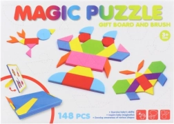 Tangrame magnetice din spumă în cutie de plastic