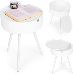 Noptieră rotundă cu blat de plastic detașabil ModernHome