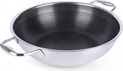 Wok antiaderent din inox COOKCELL 28 cm