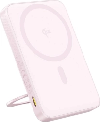 Powerbank Baseus PicoGo Qi2 5000 mAh cu suport, 20 W, roz