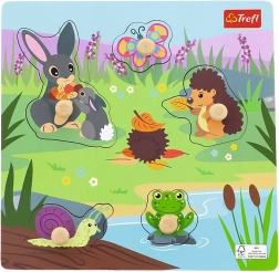 Puzzle din lemn Animăluțe de câmp – 5 piese