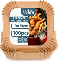 Inserții de hârtie pentru friteuza cu aer cald 19 × 19 cm, 100 buc