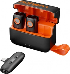 sistem de microfoane wireless HOHEM cu carcasă de încărcare (2 transmițătoare + 1 receptor)