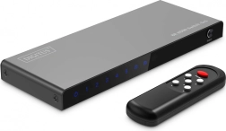 DIGITUS Comutator HDMI 8K 5×1, 60 Hz (4:4:4), HDR, HDCP 2.3, cu telecomandă, negru