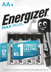 Baterii alcaline AA ENERGIZER MAX PLUS, 4 buc