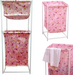 Coș pentru rufe cu poliță dublă