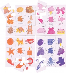 Puzzle didactic din lemn Bigjigs Toys Culori 4v1