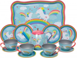 Schylling set de ceai cu unicorn, set metalic de 15 piese pentru copii