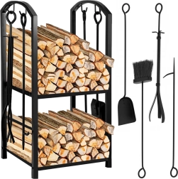 Suport pentru lemne de foc cu accesorii