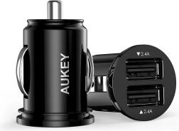 Aukey mini încărcător auto 2× USB 24 W cu tehnologie AiPower