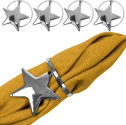 Inele metalice pentru șervețele cu steluțe argintii, 4 cm, set de 4 buc