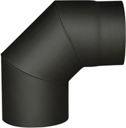 Cot de fum 160 mm 90° negru, grosime 1,5 mm