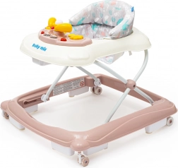 Premergător pentru copii BABY MIX cu volan și roți din silicon – roz