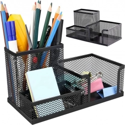 Organizator de birou negru din plasă cu 3 compartimente