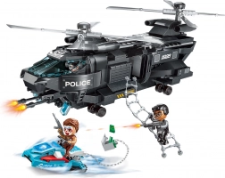 Qman Police Battle Force misiune secretă Vultur – elicopter de poliție cu scuter și figurine