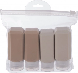 Sticluțe de călătorie din silicon pentru cosmetice, în husă, set de 5 bucăți