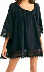 Bq49a tunică de plajă pareo șal negru