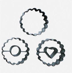 Set de forme din inox pentru prăjituri – disc zimțat, 3 buc