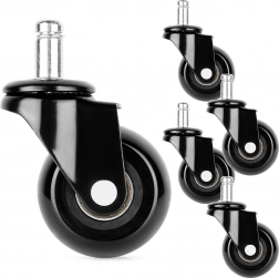 Rotițe din cauciuc pentru scaun de birou 50 mm, ax 11 mm, set 5 buc