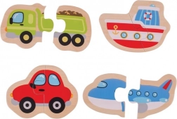 Puzzle simple din lemn – mijloace de transport – BIGJIGS TOYS