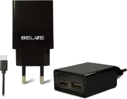 Încărcător de priză BELINE 2× USB + USB‑C 2 A negru