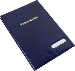 Carte de semnături lucioasă albastră, 14 file divizoare