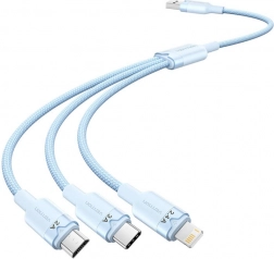 Cablu USB 3‑în‑1 1,5 m cu conectori USB‑C, Lightning și Micro‑USB Vention