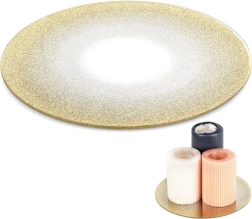 Suport decorativ din sticlă, oglindă cu efect brocart, pentru lumânări, 20 cm