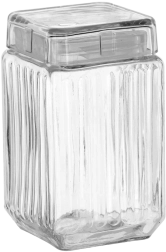 Borcan pătrat din sticlă 1,7 l cu capac din sticlă