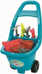 Cărucior de grădină pentru copii cu unelte, ghivece și stropitoare
