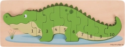 Puzzle de inserție crocodil cu numere BIGJIGS TOYS