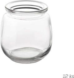 Borcan din sticlă pentru iaurt și deserturi 300 ml, set 12 buc