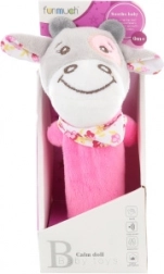 Zornăitoare cu sunet piu în formă de văcuță roz pentru bebeluși