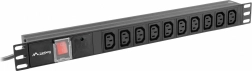 PDU rack 19" 1U, 10x IEC C13, intrare C14, 2 m, 10A, negru