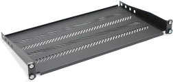 Poliță pentru rack 19" 1U, 483 × 250 mm, neagră, perforată