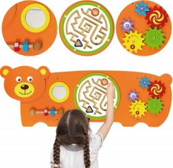 Placă senzorială Montessori din lemn Viga Ursuleț cu certificare FSC