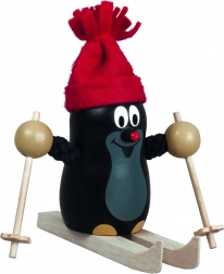 Detoa Krtek pe schiuri – figurină din lemn 10 cm