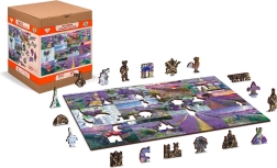 Puzzle din lemn WOODEN CITY Franța lavandă 2‑în‑1, 300 piese