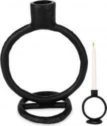 Sfeșnic din aluminiu pentru lumânare înaltă, negru, 15 cm