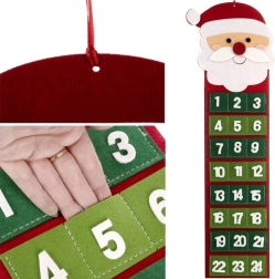 Calendar de Advent textil cu Moș Crăciun