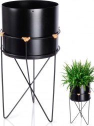 Ghiveci metalic pe stativ, negru 17 × 31,5 cm