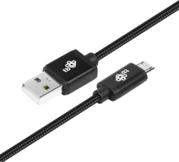 Cablu USB–micro USB 1,5 m cu împletitură textilă neagră