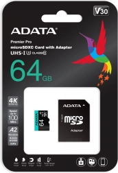 Card microSD Premier Pro 64 GB UHS-I U3 V30 A2 + adaptor SD