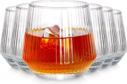 Set de pahare 350 ml din sticlă canelată, 6 buc