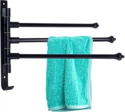 Suport rotativ de prosoape din aluminiu pentru baie, negru, 30 cm